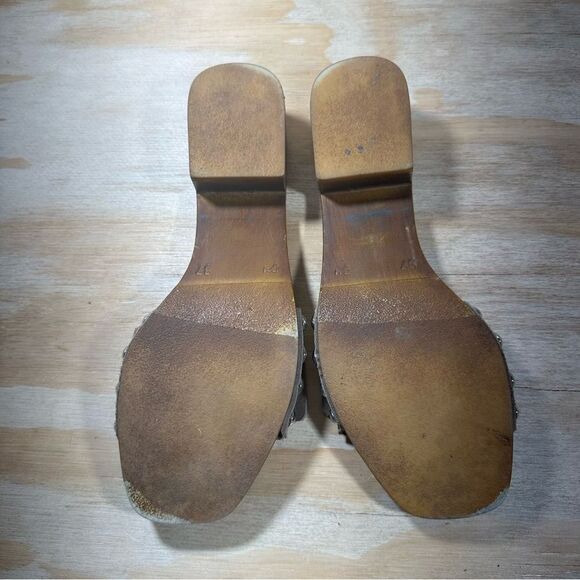 Anthropologie Suede Open Toe Buckle Slide Sandals Women’s Size 6.5 - Picture 7 of 7